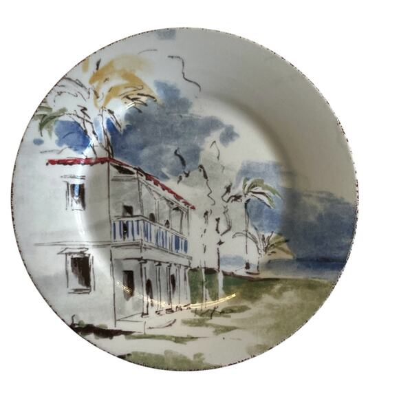 Vtg Exclusive Pier 1 Imports Destination Porcelain Salad Dessert Plates Set of 4 - Picture 2 of 8